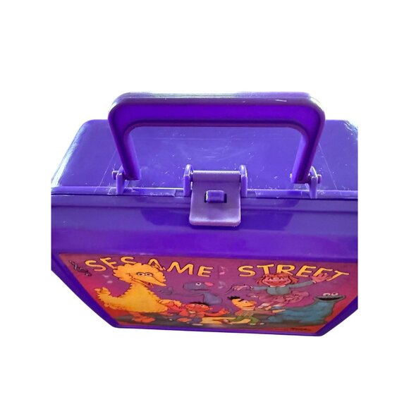 Vintage Aladdin Sesame Street Purple Plastic Lunchbox Big Bird Cookie Monster - Picture 5 of 11
